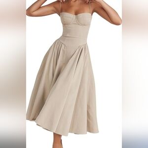 Elegant Cream Spaghetti Strap Dress